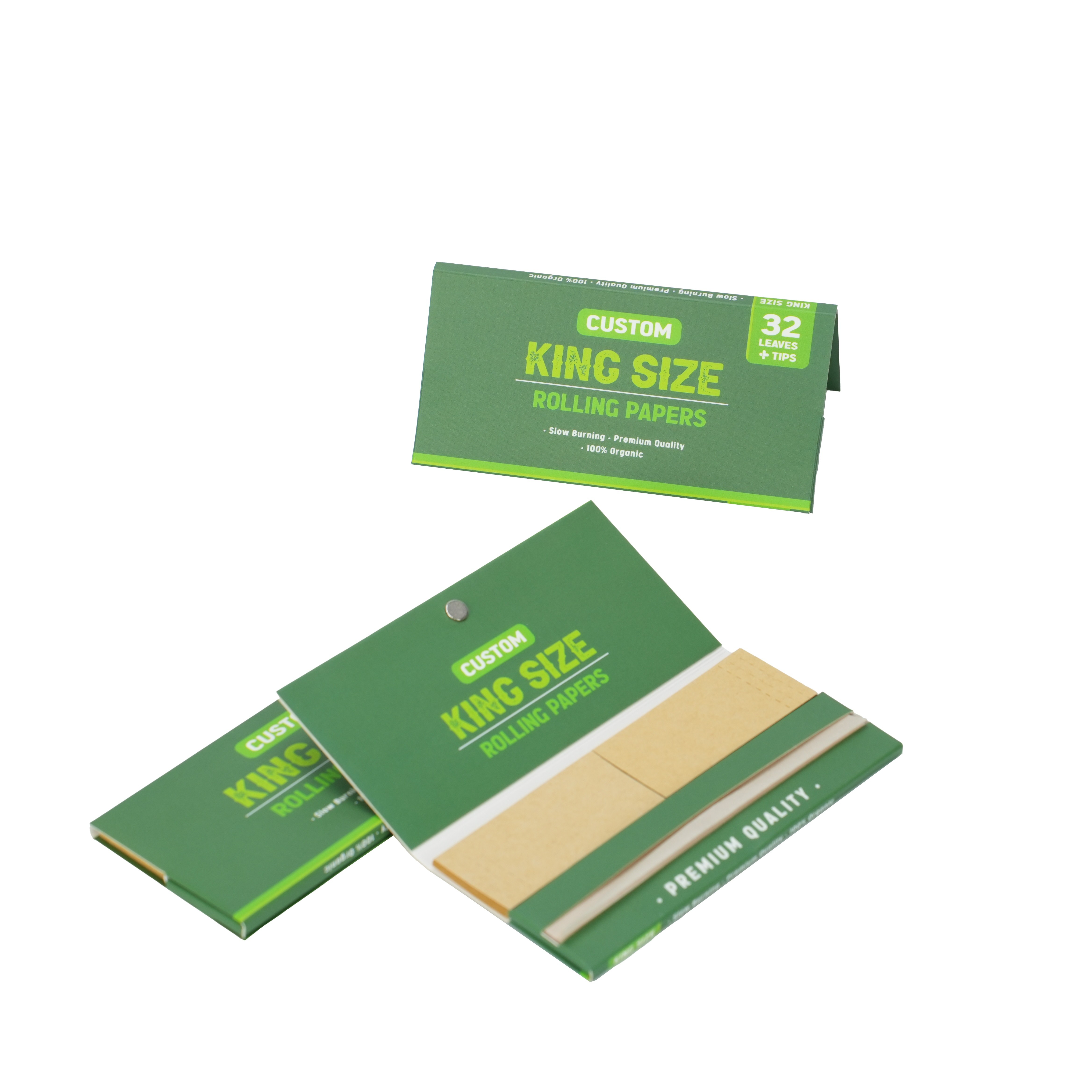 King Slim Size Booklets with Filter Tips in magnet packing Stock Sample Pack