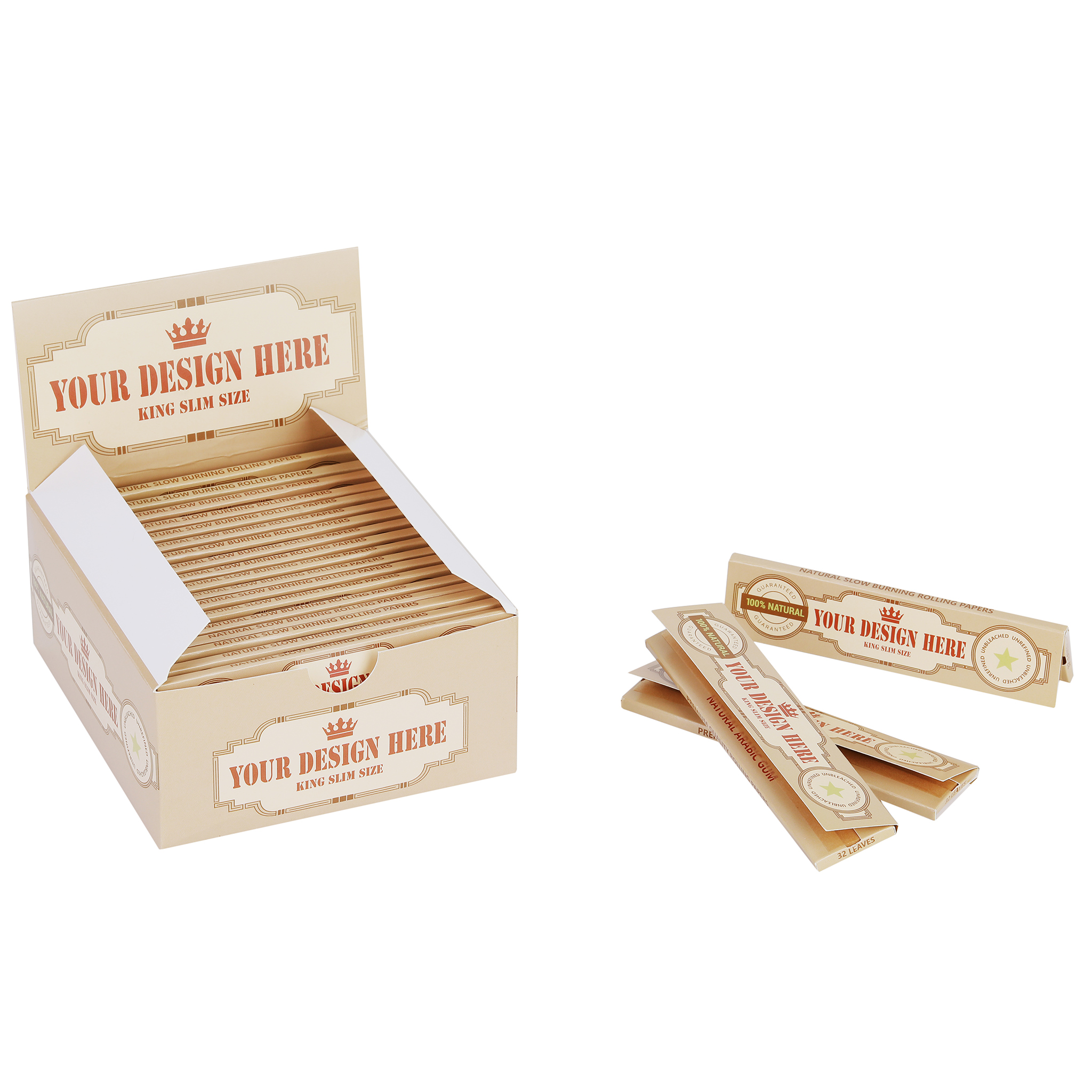 King Slim Size Rolling Papers Booklets with Your Own Design